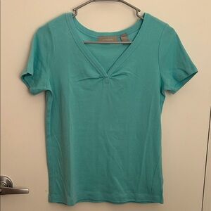 Liz Claiborne Teal V‑Neck Short Sleeve Top